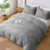 Pamposh Ultra Soft Tufted Duvet Cover Set King Size Quilt Covers in Grey | Size: Single