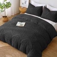 Pamposh Ultra Soft Tufted Duvet Cover Set King Size Quilt Covers in Black | Size: Single