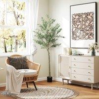 HOMCOM Indoor Artificial Plant, Faux Potted Silk Olive Tree, 180cm in Green