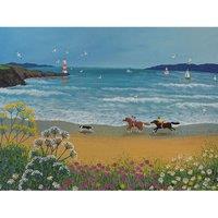 Jo Grundy The Race To The Lighthouse Framed Canvas Print
