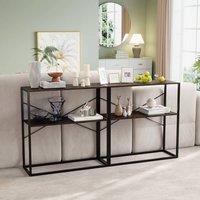 EONLION 90CM Console Table 2-Tier Entryway Table in Brown | Size: 100 cm