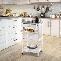 EONLION Rolling Kitchen Storage Trolley Cart Cupboard in White | Size: 100 cm