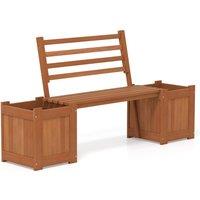 Kelvenix Wooden Planter Box with Bench & Backrest in Natural | Size: 100g