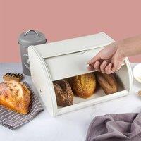 EONLION White Large Bread Box Roll Top Bin Storage in Beige | Size: 100 cm