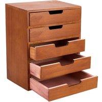 EONLION 5 Tier Cabinet Wooden Desktop Storage Box in Brown | Size: 500mm