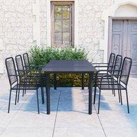 Berkfield Home 7 Piece Garden Dining Set Black Glass & Steel