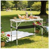 Living and Home Folding Camping Table with Carrying Handle in White | Size: King