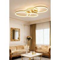 Living and Home Golden Round LED Ceiling Light 5 Overlapping Circles Cool White Light in Gold