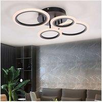Living and Home 4-Light Rings Adjustable LED Ceiling Light with Remote Control in Black