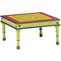 Berkfield Home Coffee Table Green Hand Painted Solid Wood Mango
