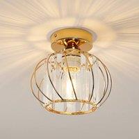 Pheashine Modern Crystal Ceiling Light, E27 lamp, Bulb included D19cm in Gold