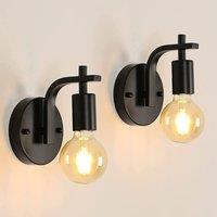 Pheashine Modern Retro wall lamp, 2-pack, E27 light Bulb included, 15cm in Black