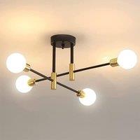 Pheashine Modern black & gold Ceiling Light, Semi-Flush E27 Bulb included