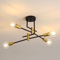 Pheashine Modern Gold 4-Light Ceiling Light, Bulb included E27, 51CM in Black
