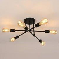Pheashine 6-Light Modern Sputnik Ceiling Light, E27 Socket, 52cm Wide, 220-240V in Black
