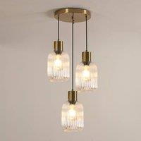 Pheashine Gold Pendant Light, Glass Shade, Adjustable 1.5m, E27 (Bulb included)