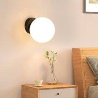 Pheashine Glass sphere wall lamp black base, E27 lamp Bulb included in White