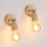 Pheashine Wooden wall lamp, E27 lamp base, Bulb included, two-pack in Light Brown