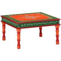 Berkfield Home Coffee Table Orange Hand Painted Solid Wood Mango