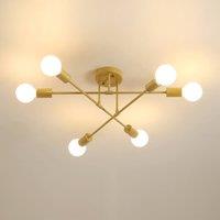 Pheashine Modern Gold 6-Light Ceiling Light, Semi-Flush E27 Bulb included