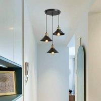 Pheashine Industrial Pendant Light, Lamp with 1.2m Adjustable Cord, E27 Base in Black