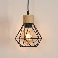 Pheashine Single wrought iron pendant Light 150cm E27 lamp holder, Bulb included in Black