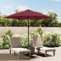 Berkfield Home Outdoor Parasol with LED Lights & Steel Pole 300 cm Bordeaux Red