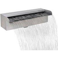 Berkfield Home Rectangular Waterfall Pool Fountain Stainless Steel 30 cm in Silver