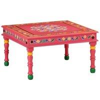 Berkfield Home Coffee Table Pink Hand Painted Solid Wood Mango