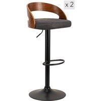 Nordlys Set of 2 Industrial Metal Wood Bar Stools in Black