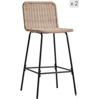 Nordlys Set of 2 Metal & Fiber Stools in Light Brown