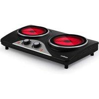 Cusimax Black 50cm 2100W Ceramic Double Burner Hot Plate with Dials