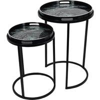 Libra Interiors Monochrome Swirl Set of 2 Side Tray Tables