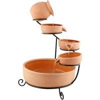 Gardenwize Solar Powered Cascading Terracotta Water Feature in Burnt Orange