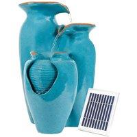 Gardenwize Solar Powered Grecian Pots Water Feature with Battery Back-Up in Blue
