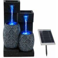 Gardenwize Solar Water Feature Double Vase Vase with Battery Back-up in Dark Grey