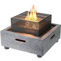 Gardenwize MGO Square Outdoor Fire Pit BBQ with Charcoal Grill in Dark Grey