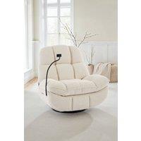More4Homes Chicago Faux Leather Swivel & Rocker Electric Recliner Chair Black in Beige | Size: 1 Seater