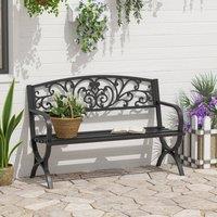 OUTSUNNY 2 Seater Garden Bench Patio Vintage Loveseat Outdoor Decorative Seat in Black