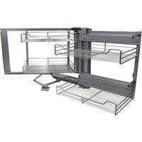 Monstershop KuKoo Corner Kitchen Cupboard Pull Out Drawers - Right Hand in Silver