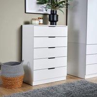 Home Source Phoenix Chest of Drawers Storage 5 Drawer Bedroom Organiser Bedside in White