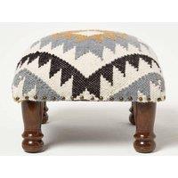 Homescapes Handwoven Kilim Footstool 40 x 40 cm in Gold
