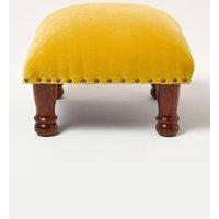Homescapes Mable Velvet Square Footstool in Mustard