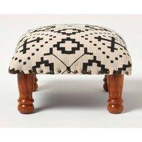 Homescapes Reva Black Geometric Footstool, 40 x 40 x 25 cm