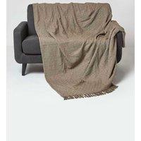 Homescapes Malda Cotton Throw with Tassels in Brown | Size: 255 cm x 360 cm