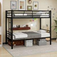 Matteo Black Reinforced Metal Space Saving Bunk Bed Frame | Size: Single