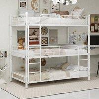 Matteo White Three-Tier Reinforced Iron Bunk Bed - Space-Saving | Size: Single