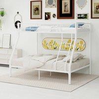 Matteo White Metal Single Bunk Bed with Guardrails & Ladder