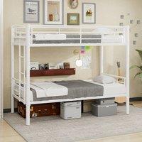 Matteo White Reinforced Metal Bunk Bed - Space Saving Double Sleeper | Size: Single