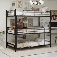 Matteo Black Three-Layer Reinforced Iron Bunk Bed - 3 Person Space Saver | Size: Single